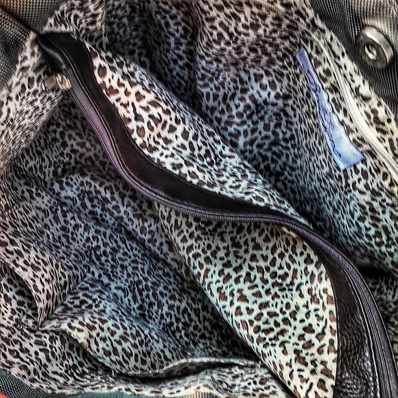 BRACIANO Olive Green Nylon Tote Brown & Gold Trim - Picture 6 of 8